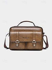 economico Borselli da uomo-Borsa a tracolla da uomo in similpelle, borsa a mano multi-scomparto di grande capacità con tracolla regolabile, borsa da viaggio elegante e casual per il lavoro e gli spostamenti quotidiani.