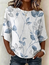 economico Bluse Floreali-Per donna Camicia Stampato Floreale Grafico Vintage Quotidiano Elegante Mezza Manica Girocollo Top Regolari Casuale Quotidiano Ferie Blu Rosa Viola Estate Primavera Autunno