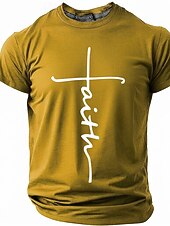 cheap Faith T shirts-Faith Cross Men's Minimalist Christian Spiritual Religious T Shirt Graphic Crew Neck Short Sleeve Church Worship Easter Gift for Believers Designer Clothing Apparel