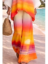 preiswerte Blusenanzüge für Damen-Damen Hosen-Sets Bolero Dreiviertelarm Rundhals Ombre Grafik Druck Mode Streetwear Lässig Täglich Outdoor Orange Sommer Lässiger Schnitt