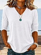  Camisas de mujer con tacto de lino, blusas de tela, tops de verano, lisas, elegantes, clásicas, de manga corta, de manga larga, con cuello en V, tops regulares, casuales, blancas, verde claro, moradas claras, azules claras, verano y primavera.
