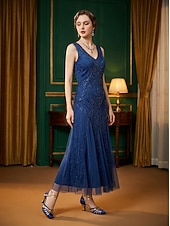 preiswerte 1920er Jahre &amp; Gatsby-Ära-Damen Party Glitzer Kätzchenabsatz Runde Zehe Elegant Vintage Glitzernd Schnalle Schwarz Silber Blau
