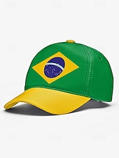 ieftine Accesorii-Șapcă de baseball bărbătească din poliester, în culorile steagului Braziliei, cu croială reglabilă, pentru fanii fotbalului, pentru ziua meciului, evenimentele pentru suporteri de fotbal, îmbrăcămintea sport casual și ținutele de zi cu zi în aer liber