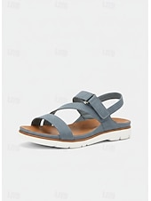 preiswerte Komfortsandalen-Flache Riemchensandalen für Damen mit gepolsterter Sohle, leichte Wandersandalen für den Weg zur Arbeit, Reisen und Sommeraktivitäten
