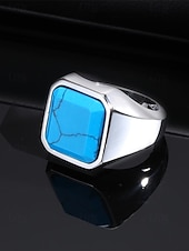 preiswerte Herrenschmuck-Herrenring im Boho-Stil aus Edelstahl mit Naturstein, Statement-Siegelring in verschiedenen Größen für den Alltag, Strandurlaub und Resort-Look