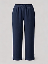 abordables Pantalon droit-Femmes Pantacourt Chino Longueur cheville Naturel Couleur Unie Avec Poches Confortable Non Elastique Décontracté Quotidien Noir Blanche Rose Claire Vert foncé Printemps Automne Coupe Ample