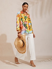 economico Bluse e camicie-Top a maniche a pipistrello in raso setoso, ideale per una fuga estiva