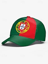 economico Accessori-Cappellino da baseball da uomo in poliestere con i colori della bandiera portoghese, vestibilità regolabile, ideale per tifosi di calcio, eventi calcistici, abbigliamento sportivo casual e attività all'aperto di tutti i giorni.