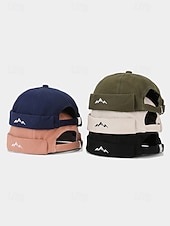 お買い得  メンズ帽子-メンズポリエステル製ドッカーハット。つばのない調節可能なキャップで、山のモチーフが刺繍されています。複数のカラー展開で、旅行、アウトドアスポーツ、普段着、バケーションスタイルに最適です。