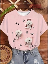 cheap Animals tee-Easter Women's T Shirt Print Graphic Animal Cartoon Fashion Stylish Classic Short Sleeve Crew Neck Regular Tops Casual Daily Weekend Blue Light Beige Black Pink Purple Summer Spring