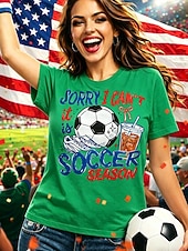 cheap World Soccer Match-Soccer Women's T Shirt Print Graphic Stylish Classic Casual Short Sleeve Crew Neck Regular Tops Casual Daily Sports Blue Black White Red Green Summer Spring