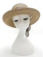 preiswerte Hüte für Damen-Damen-Sonnenhut im Boho-Stil, faltbarer Strohhut mit breiter Krempe und Schleife in verschiedenen Farben für Strandurlaub, Freizeit, Reisen und Sommerurlaub im Resort.
