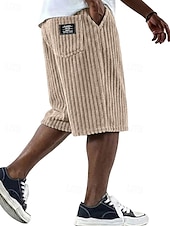  Férfi Rövidnadrágok Alkalmi rövidnadrág Corduroy Shorts Zseb Rugalmas derék Egyszerű Sima Mokaszinok Légáteresztő Térdhossz Hétköznapi Szabadtéri Vakáció Szabadság Divat Fekete Fehér Mikroelasztikus