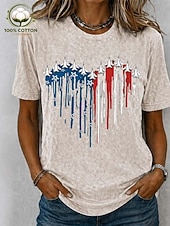 economico Magliette Giorno dell’Indipendenza-Giorno dell'Indipendenza Americana T-shirt da donna in 100% cotone stampa grafica bandiera astratta stilosa basic classica maniche corte colletto rotondo regolari top casual quotidiano blu rosa viola