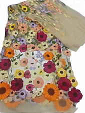 levne Koktejlové šaty-A-Linie Po kotníky Koktejl Šaty Elegantní Květinový Bez rukávů Stojáček Svatební Formální Krajka s 3D květiny Výšivka Aplikace