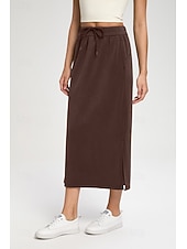 voordelige Actieve Rokken-Dames Tennis- en golfrokken Casual Midi Hoge taille Rokken Rekbaar Fitness Grafietgrijs Gedistilleerde koffie Wit Lente