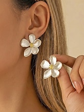 Недорогие Женская серьга-Женские серьги в богемном стиле, материал — сплав, 3D-цветочный дизайн, различные цвета, легкие и элегантные, идеально подходят для пляжного отдыха и повседневной носки.