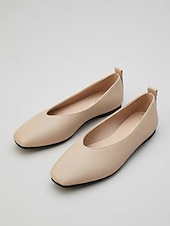 Χαμηλού Κόστους Γυναικείες Μπαλαρίνες-Γυναικεία ροζ φλατ παπούτσια με τετράγωνη μύτη, casual μινιμαλιστικά slip-on παπούτσια, άνετα μαλακά μπαλαρίνες από τεχνητό δέρμα για καθημερινή χρήση, γραφείο &amp;καλοκαίρι