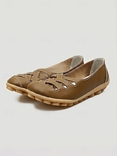 economico Ballerine da donna-Scarpe slip-on da donna gialle intrecciate con intagli, comode scarpe basse casual con suola morbida, calzature traspiranti per camminare in vacanza &amp; quotidiano