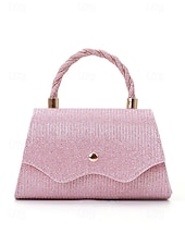 preiswerte Clutches &amp; Taschen für die Abendgarderobe-Elegante Damenhandtasche mit Henkel und Kette, glänzende Abendclutch aus Polyester, in verschiedenen Farben erhältlich, mit funkelnden Details, perfekt für Hochzeiten, Partys und besondere Anlässe.