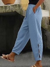billige Joggebukser-Dame Vaffelstruktur kinesisk Uformelle bukser Sommerbukser Ferie Mote Gatemote Ankel-lengde Høy Midje عادي Lomme Elastisk midje comfy Komfort Myk Elastisk Daglig utendørs Gate Lilla Oransje Lyseblå