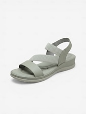 abordables Sandalias Cómodas-Sandalias amarillas de mujer con soporte para el arco del pie y tira elástica: zapatos cómodos y acolchados para caminar, sandalias casuales de verano ligeras con suela suave para viajar, caminar y