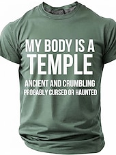 ieftine Tricouri cu umor sarcastic-Corpul meu este un templu antic, blestemat, bântuit, tricou amuzant, sarcastic, cu umor, grafic, guler rotund, mânecă scurtă, cadou de ziua de naștere pentru el, cadou de glumă, haine de designer