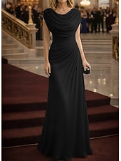 economico Abiti da Sera a Linea A-Linea ad A Tubino Colonna Lunghezza al pavimento Abito da Sera Elegante Floreale Senza Maniche Scollo a Cascata Matrimonio Formale Tasca Tessuto Elasticizzato Tessuto Lurex con Arricciato