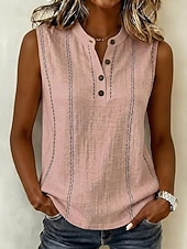  Women's Shirt Casual Shirt Bohemia Vacation Fashion Sleeveless Crop Tops Casual Daily Work Blue Pink Beige Summer Spring