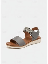 preiswerte Komfortsandalen-Bequeme flache Sandalen für Damen – lässige offene Sommerschuhe mit verstellbarem Riemen, stylisches Boho-Design zum Spazierengehen und für Outdoor-Aktivitäten