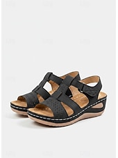 billige Flate sandaler-Røde komfortsandaler for kvinner, pustende sandaler med utskjæring og justerbare stropper for reiser, sommerlig casual &amp;hverdagsbruk