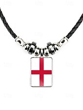 preiswerte Zubehör-Herren-Legierung &amp;Acryl-Halskette mit Anhängern in Nationalflaggen-Optik, verschiedene Ländermotive, lässiger Boho-Stil, perfekt für Fußballfans, Spieltage und Outdoor-Aktivitäten. &amp;Alltagskleidung