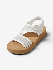 abordables Sandalias Planas-Sandalias de plataforma de malla transpirable para mujer: sandalias ligeras e informales de verano, cómodas y de punta abierta, ideales para caminar, viajar, ir a la playa, al jardín y para el uso