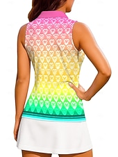 voordelige Dameshirt-Dames Geometrisch Tops Sportshirt Wandelen poloshirt Tennisshirt Mouwloos Vetoketju Bloemig UPF50+ UV-bestendig Hoge Elasticiteit Vochtregelerend Ademend Volleybal Tennis Golf Kraag Strijkijzer Hemd