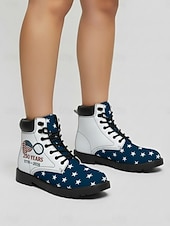 Χαμηλού Κόστους Γυναικεία παπούτσια-Γυναικείες πατριωτικές μπότες μάχης - σχέδιο με αστέρια και ρίγες με έντονα γραφικά για παρελάσεις, 4η Ιουλίου, 250ή επέτειο των ΗΠΑ και υπαίθριες γιορτές