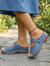 cheap Slide Sandals-Women's Sky Blue Appliques Slide Sandals – Breathable Cutout Lightweight Comfort Summer Shoes for Casual, Travel and Everyday Wear
