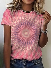 abordables Camiseta de Animales-Mujer Camiseta Estampado Ombre Graphic Abstracto Bohemia Hawaiano Elegante Manga Corta Cuello Barco Tops regulares Casual Diario Azul Piscina Rosa Morado Verano Primavera