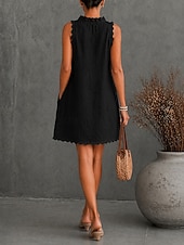 ieftine Rochii-Pentru femei Rochie mini Rochie casual Rochie din Bumbac Rochie A line Modă Modern Zilnic Vacanță Ieșire Fit regulat Simplu Fără manșon În V Albastru piscină Negru Alb Roșu-aprins Primăvară Toamnă