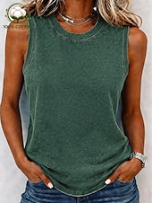  Damen 100% Baumwolle Henley Hemd Gewaschen Säurewäsche Vintage-Waschung Vintage Mode Stilvoll Ärmellos Kurzarm Raglanärmel Rundhalsausschnitt Henley Normale Oberteile Lässig Strand Blau Rosa Purpur