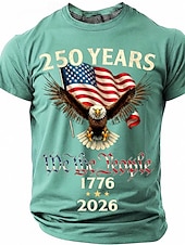 cheap Patriotic 250 T-shirts-250 Years 1776 2026 We The People Men's Patriotic Bald Eagle American Flag Vintage USA Pride T Shirt Graphic Crew Neck Short Sleeve Independence Day Celebration Gift Designer Clothing Apparel