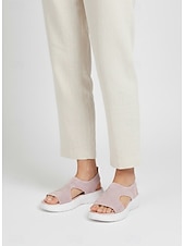 preiswerte Komfortsandalen-Pinkfarbene Damen-Stricksandalen mit Strasssteinen – atmungsaktive Plateau-Sommerschuhe zum Spazierengehen, Reisen und für den Urlaub &amp;Freizeitkleidung