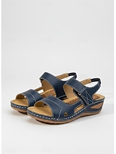 economico Sandali Piani-sandali da donna in similpelle con cinturino regolabile – zeppe aperte con supporto plantare, comode scarpe estive da passeggio per l'uso quotidiano