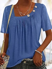  Per donna Maglietta Grafico Semplice Moda Manica Corta Girocollo Top Regolari Casuale Quotidiano Weekend Blu Nero Grigio Estate Primavera