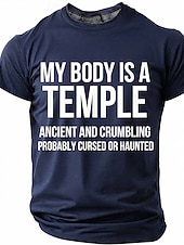 ieftine Tricouri cu umor sarcastic-Corpul meu este un templu antic, blestemat, bântuit, tricou amuzant, sarcastic, cu umor, grafic, guler rotund, mânecă scurtă, cadou de ziua de naștere pentru el, cadou de glumă, haine de designer