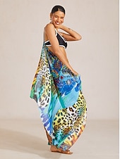 Χαμηλού Κόστους Λουλουδάτο μαγιό-jungle wild party flowy chiffon cover two way