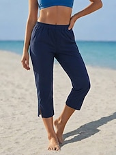 abordables Bas-Femmes Pantalon effet lin Pantalon capri Vacances Basique Longueur mollet Taille Moyenne Couleur Unie Uni Confortable Non Elastique Vacances Rue Décontracté Noir Blanche Jaune Marine foncé Ét