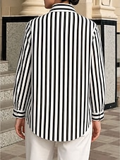 economico Bluse a righe e geometriche-Per donna Camicia Blusa Bottoni Grafico A righe Vintage Elegante Classico Manica Lunga Colletto a Camicia Top Regolari Casuale Quotidiano Ferie Blu Nero Giallo Estate Primavera