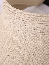 abordables Sombreros de mujer-Visera de paja estilo boho para mujer, gorra de playa plegable y ajustable multicolor para vacaciones, resort de verano y uso casual diario.
