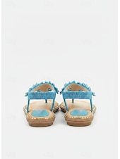 cheap Flat Sandals-Women's Boho Floral Beaded Sandals – Casual Elastic Strap Summer Flip-Flops with Embellished Design for Beach or Casual Outfits