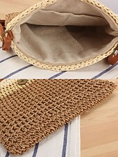 Недорогие Дорожные сумки для отдыха-Женская богемная соломенная сумка с кисточкой, регулируемым плечевым ремнем, два цвета (белый и хаки), легкая плетеная пляжная сумка, идеально подходит для отдыха, повседневной носки и летних прогулок.